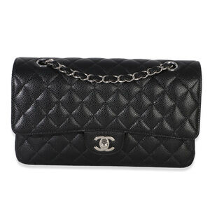Chanel Black Quilted Caviar Medium Classic Double Flap Bag
